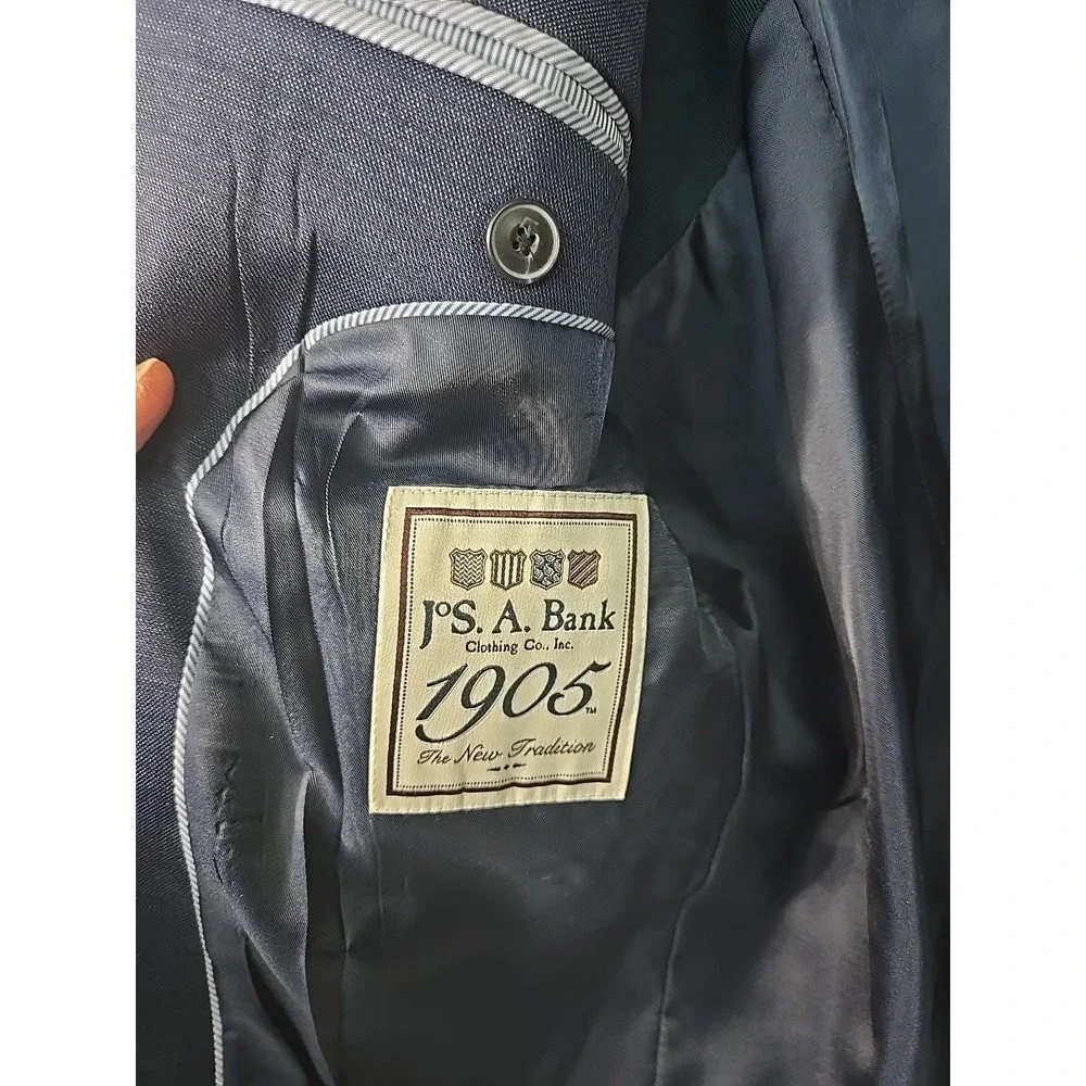 JOS‎ A BANK Mens Blue Wool Blend Sport Coat Suit Jacket Blazer SLIM FIT 44R